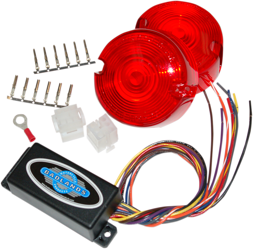 Badlands 6 Pin Turn Signal Illuminator & Red Lens 1986-1998 Harley Dyna Softail