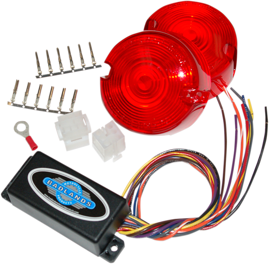 Badlands 6 Pin Turn Signal Illuminator & Red Lens 1986-1998 Harley Dyna Softail