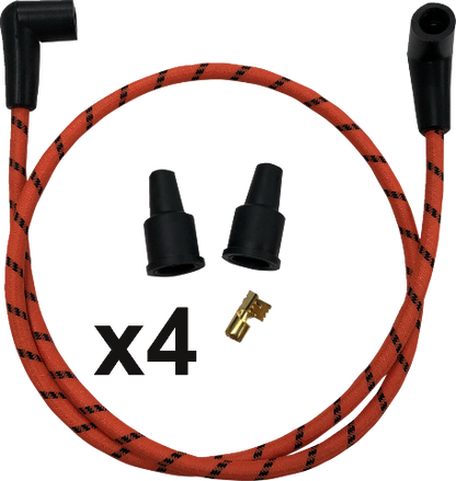 Drag Specialties Orange/Black 4 Spark Plug Wire Set 2017-2023 Harley Touring M8