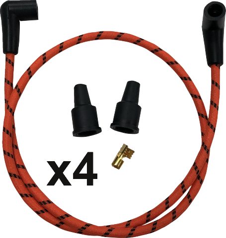 Drag Specialties Orange/Black 4 Spark Plug Wire Set 2017-2023 Harley Touring M8