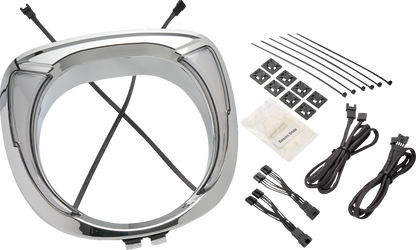 Ciro Fang Chrome LED Headlight Bezel for 2019-2024 Indian Chieftain Elite 46205