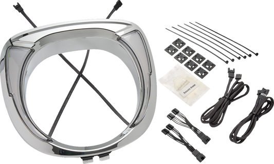 Ciro Fang Chrome LED Headlight Bezel for 2019-2024 Indian Chieftain Elite 46205