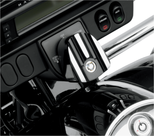 Covingtons Black Finned Ignition Switch Cover 07-13 Harley Touring Bagger FLHTK