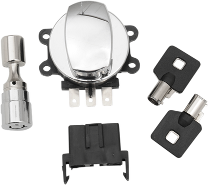 Drag Specialties Chrome Ignition Switch & Fork Lock Kit for 96-10 Harley Softail