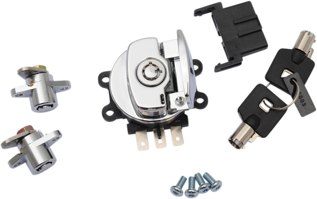 Drag Specialties Chrome Ignition Key Switch Saddlebag Kit fits 94-13 Harley FLHR