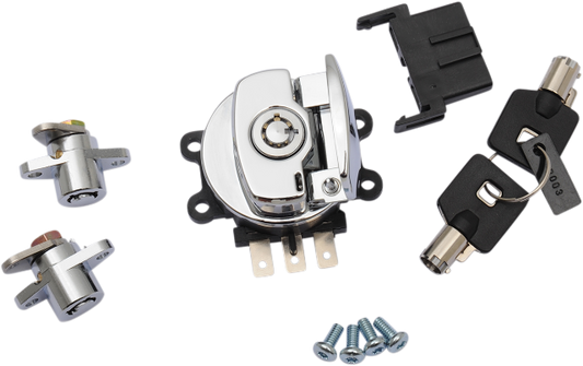 Drag Specialties Chrome Ignition Key Switch Saddlebag Kit fits 94-13 Harley FLHR