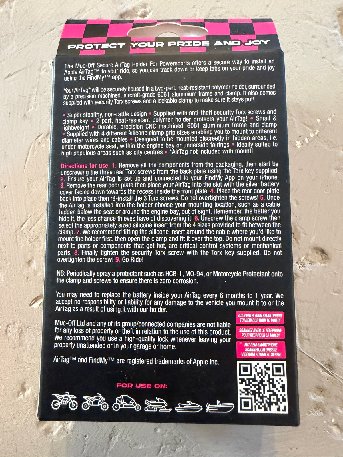 Muc-Off AirTag Holder Iphone Security for Luggage Helmet Motorcycle