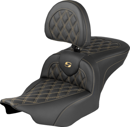 Saddlemen Roadsofa Lattice Stitch Gel Seat W Backrest for 2023-25 Harley Touring