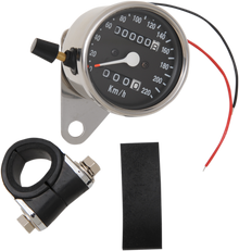 Drag Specialties 2:1 Chrome 220 KPH Mini Mechanical Speedometer Odometer & Trip