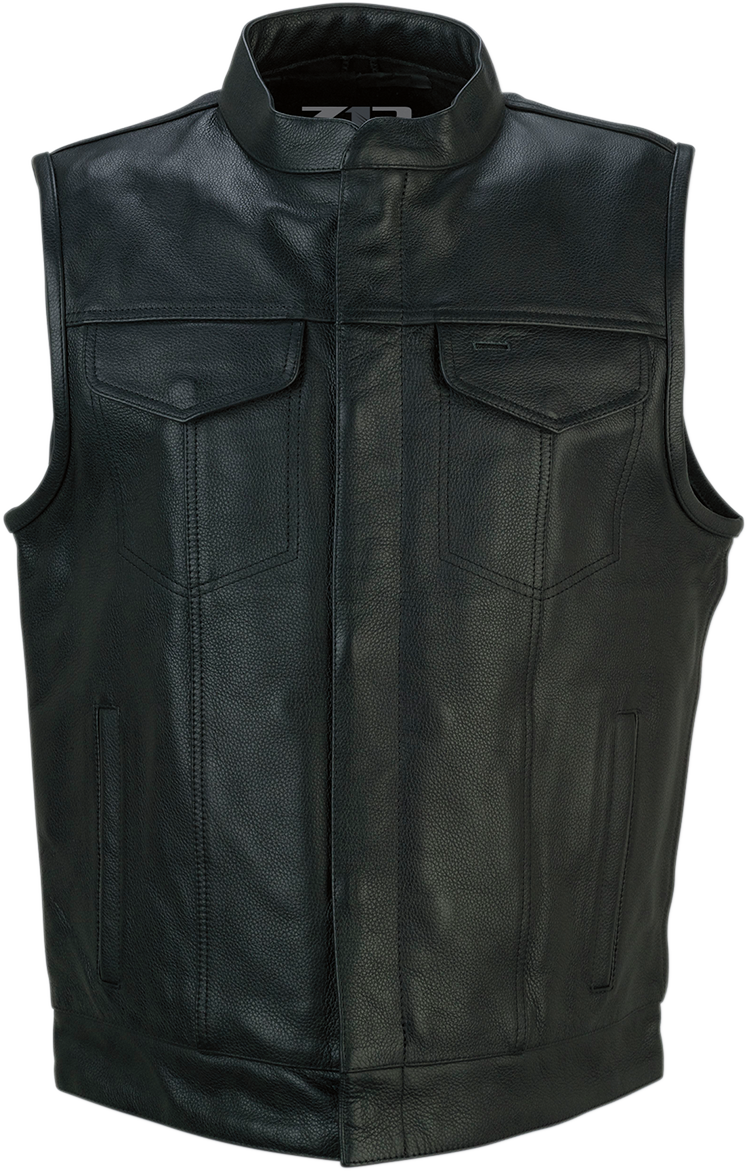 Z1R Vindicator Mens Black Leather Motorcycle Riding Street Racing Club Vest
