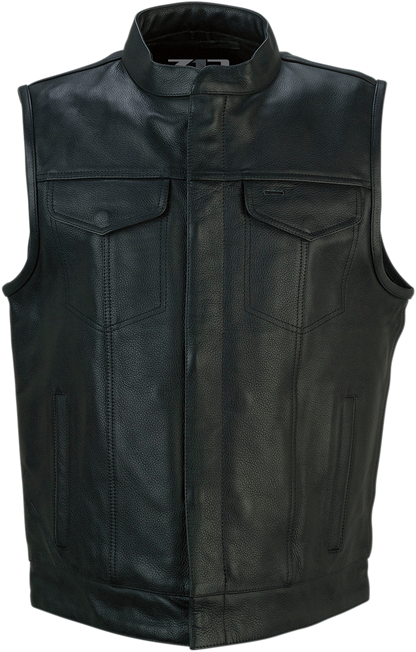 Z1R Vindicator Mens Black Leather Motorcycle Riding Street Racing Club Vest