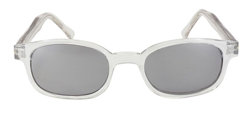 KD's 1 Pair Chill Clear Frame Silver Mirror Lens Old School Biker Sunglasses