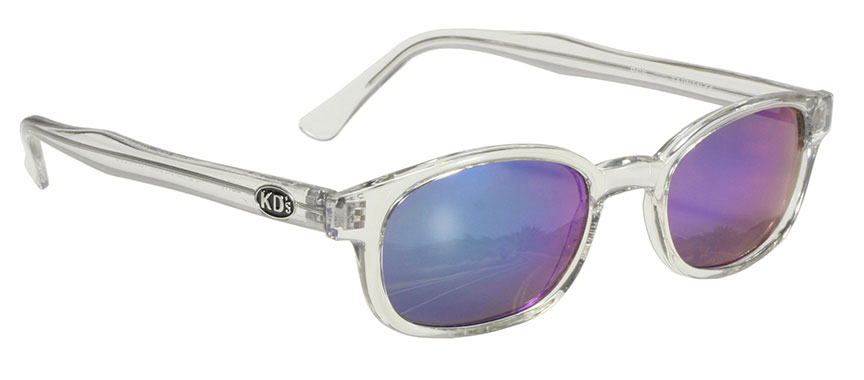 KD's 1 Pair Chill Clear Frame Colored Mirror Lens Old School Biker Sunglasses