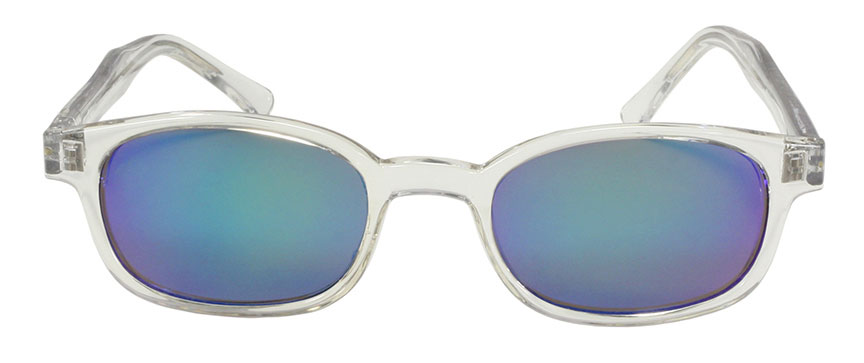 KD's 1 Pair Chill Clear Frame Colored Mirror Lens Old School Biker Sunglasses