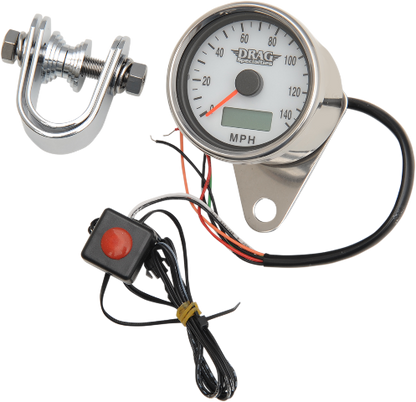 Drag Specialties White Face Speedo Electronic Motorcycle Speedometer for Harley