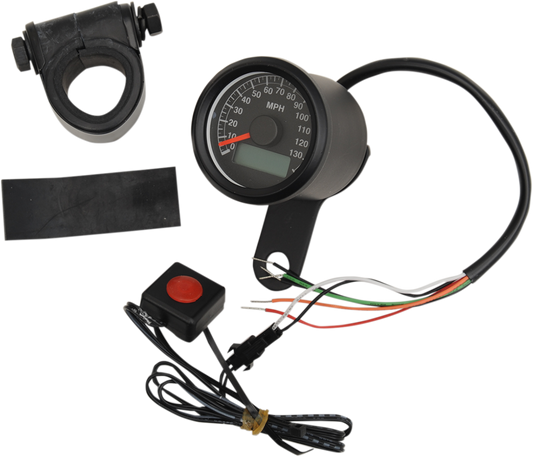 Drag Specialties Black Face Electronic Speedo Motorcycle Speedometer for Harley