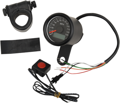 Drag Specialties Black Face Electronic Speedo Motorcycle Speedometer for Harley