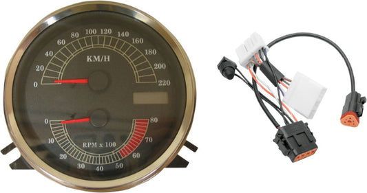 Drag Specialties KMH Speedo Speedometer Tach & Harness 1998 Harley FXDWG FLHR