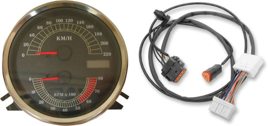 Drag Specialties KMH Speedo Speedometer Tach & Harness 1996-2003 Harley Touring