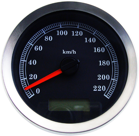 Drag Specialties Black 4" Electronic KMH Speedometer for 04-13 Harley Touring XL
