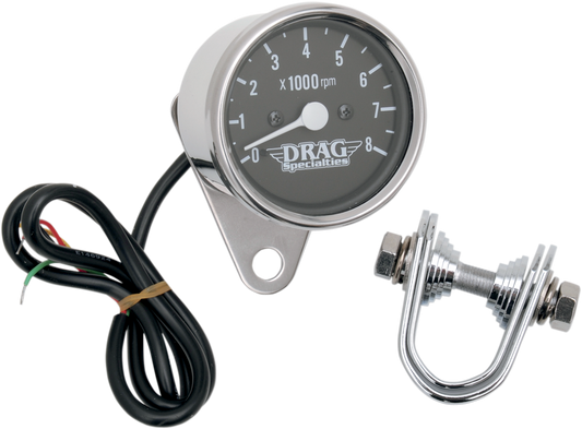 Drag Specialties 8000 rpm Chrome Black Face 2.4" Electronic Tachometer Harley