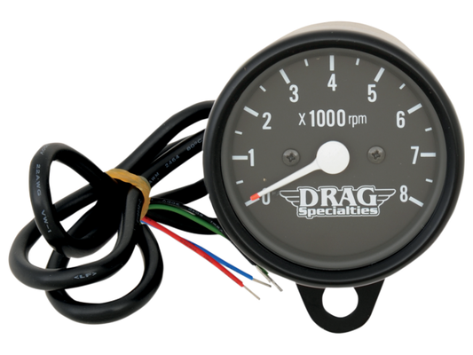 Drag Specialties 2.4" Black Face Mini Electronic Tachometer Harley FL XL FXD FLS