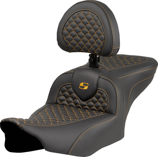 Saddlemen Roadsofa Gold Stitch with Backrest Seat fits 2023-2025 Harley Touring