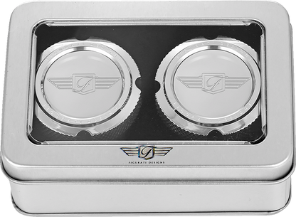 Figurati Designs Chrome Front Axle Nut Covers for 2002-2022 Harley Davidson