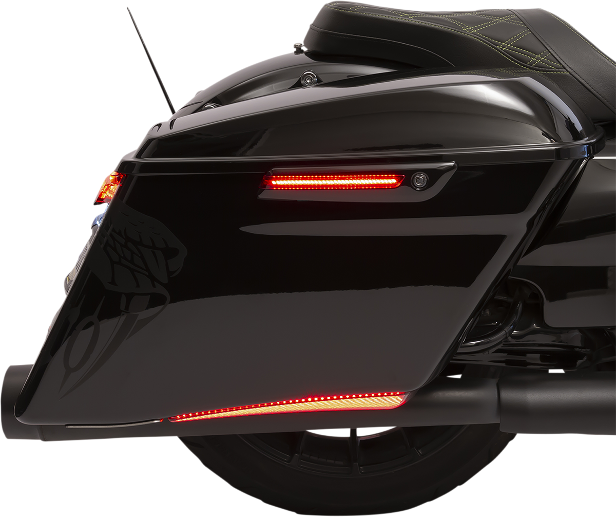 Ciro Black Red LED Saddlebag Hinge Latch Covers 2014-2024 Harley Touring Models