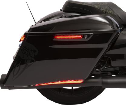 Ciro Black Red LED Saddlebag Hinge Latch Covers 2014-2024 Harley Touring Models