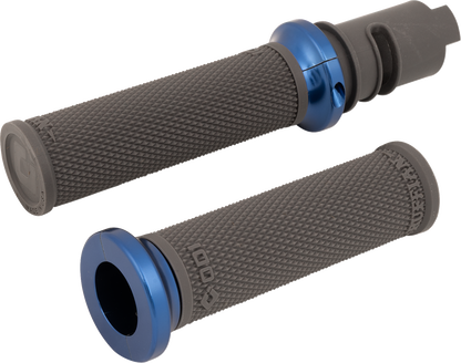 Odi Ruffian Lock-On Blue Knurled Handlebar Grips 2023-26 Harley Touring Softail