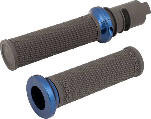 Odi Ruffian Lock-On Blue Knurled Handlebar Grips 2023-26 Harley Touring Softail