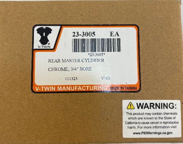 VTwin Billet 3/4" Bore Rear Motorcycle Brake Cylinder for Harley Davidson