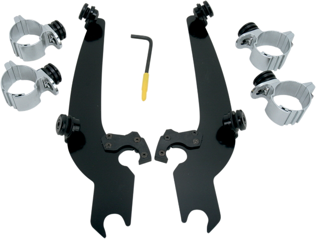 Memphis Shades Black Trigger Lock Windshield Mount Kit 1973-2022 Harley Dyna FXR
