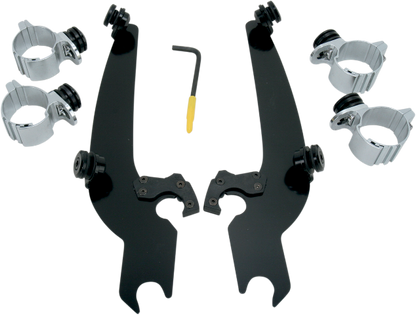 Memphis Shades Black Trigger Lock Windshield Mount Kit 1973-2022 Harley Dyna FXR