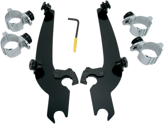 Memphis Shades Black Trigger Lock Windshield Mount Kit 1973-2022 Harley Dyna FXR