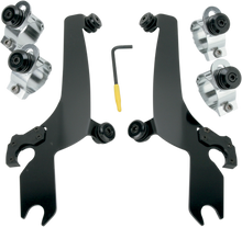 Memphis Shades Black Trigger Lock Windshield Mount Kit 80-13 Harley FXDWG FXST