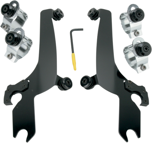 Memphis Shades Black Trigger Lock Windshield Mount Kit 80-13 Harley FXDWG FXST