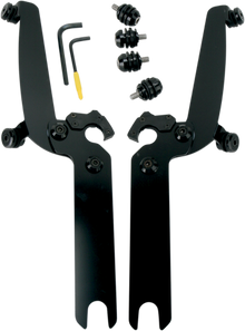 Memphis Shades Black Trigger Lock Windshield Mount Kit fits 86-17 Harley Softail