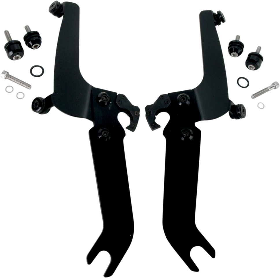 Memphis Shades Black Trigger Lock Windshield Mount Kit 86-17 Harley Softail FLST
