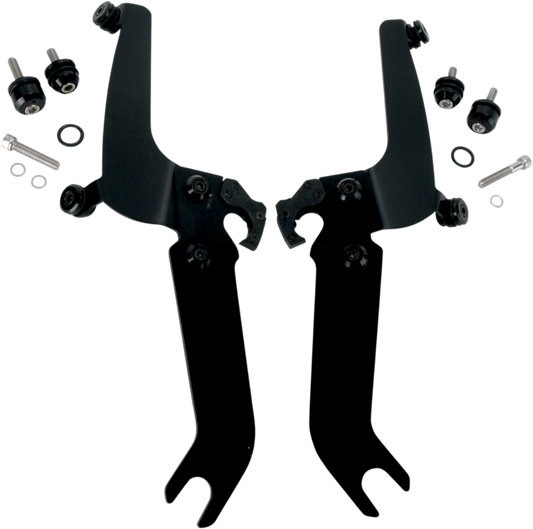 Memphis Shades Black Trigger Lock Windshield Mount Kit 86-17 Harley Softail FLST