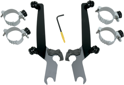 Memphis Shades Black Trigger Lock Windshield Mount Kit 2006-24 Harley FXDC FXDB