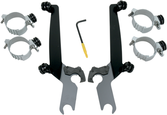 Memphis Shades Black Trigger Lock Windshield Mount Kit 2006-24 Harley FXDC FXDB