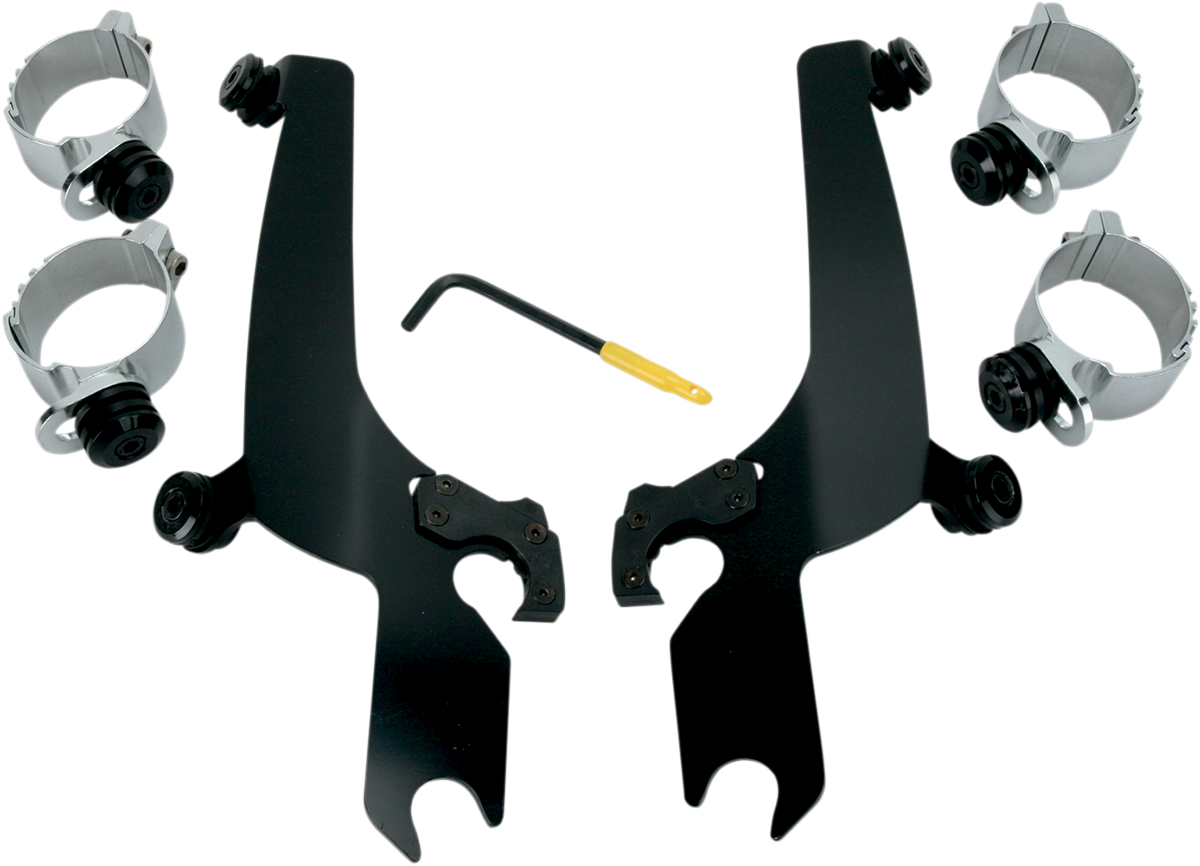 Memphis Shades Black Trigger Lock Windshield Mount Kit 2006-17 Harley Dyna FXDF