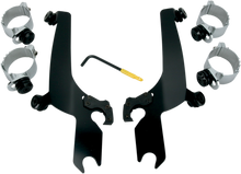 Memphis Shades Black Trigger Lock Windshield Mount Kit 2006-17 Harley Dyna FXDF