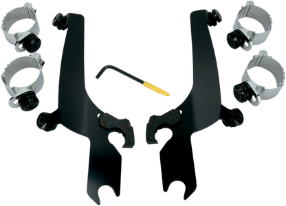Memphis Shades Black Trigger Lock Windshield Mount Kit 2006-17 Harley Dyna FXDF