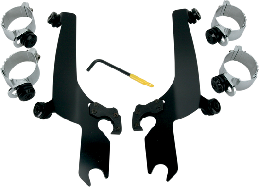 Memphis Shades Black Trigger Lock Windshield Mount Kit 2006-17 Harley Dyna FXDF