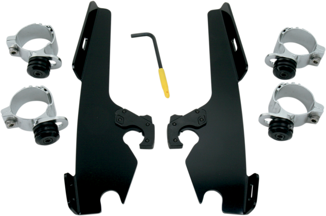 Memphis Shades Black Trigger Lock Fairing Mount Kit 80-13 Harley Softail DYNA