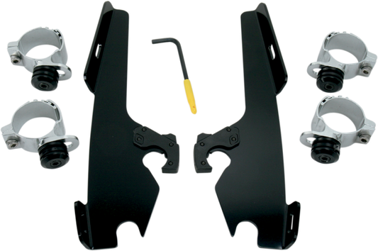 Memphis Shades Black Trigger Lock Fairing Mount Kit 80-13 Harley Softail DYNA