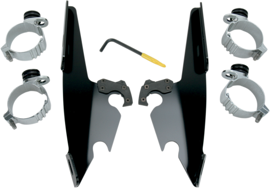 Memphis Shades Batwing Fairing Black Trigger Mounting Kit 06-17 Harley DYNA FXDB